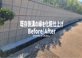 既存側溝の縁を化粧仕上げ